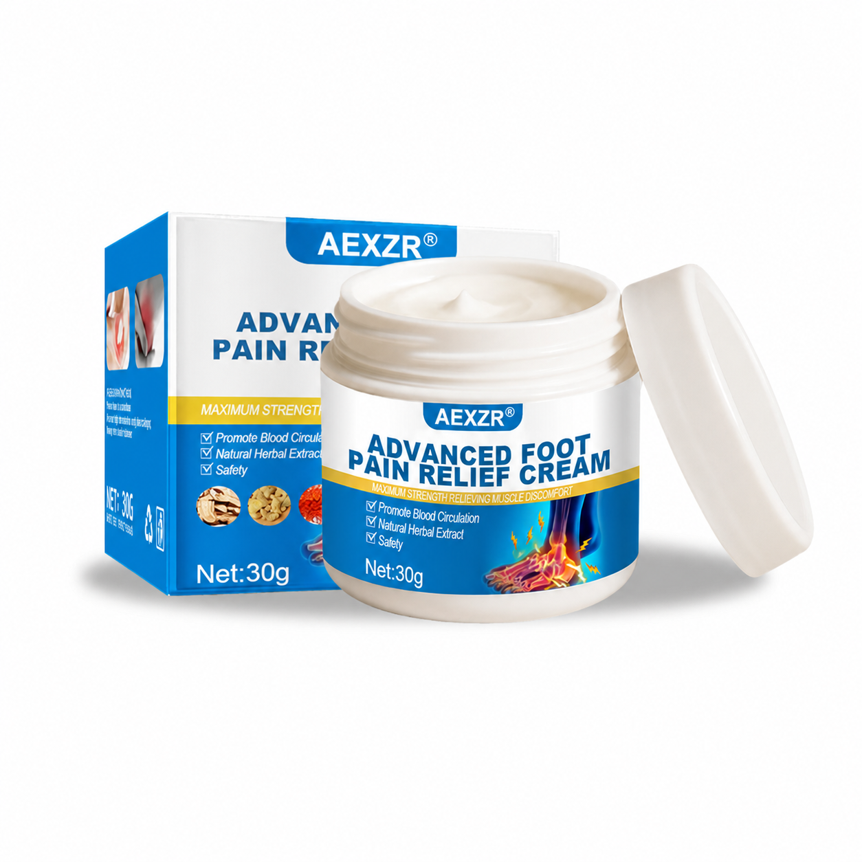 ✅⭐Boutique Officielle : AEXZR® Avancé Pied Douleur Soulagement Crème - Rapide Soulagement pour Brûlure, Picotement & Matin Talon Douleur