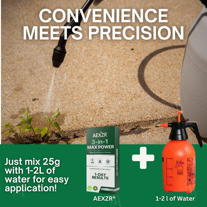 AEXZR® Herbicide 3-en-1 | Résultats visibles en 24h | 100% sûr pour enfants et animaux | Destructeur de racines et mauvaises herbes Max Power 🚫🌿