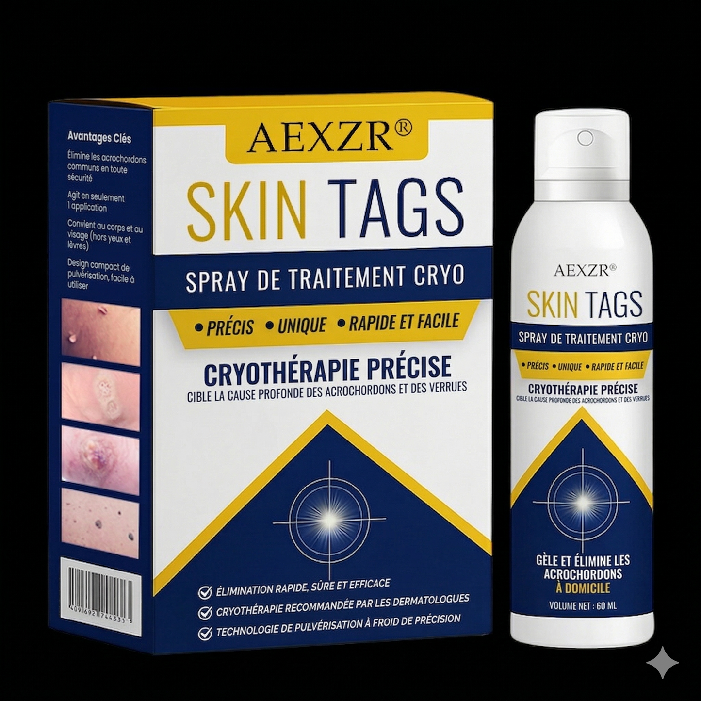 AEXZR® Spray de traitement cryogénique pour verrues et kératoses: Élimination rapide des verrues et de la kératose – Résultats visibles en 7 jours ✨
