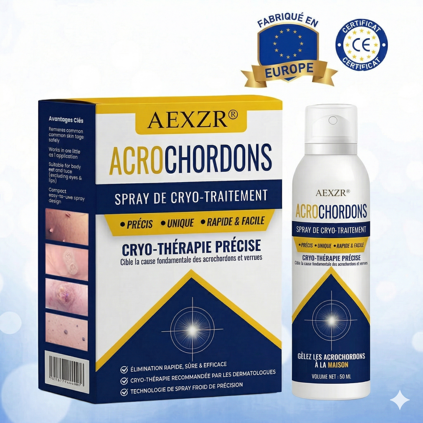 AEXZR® Spray de traitement cryogénique pour verrues et kératoses: Élimination rapide des verrues et de la kératose – Résultats visibles en 7 jours ✨